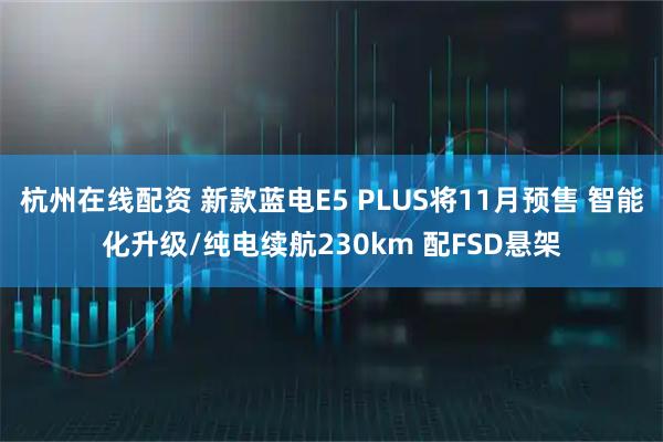 杭州在线配资 新款蓝电E5 PLUS将11月预售 智能化升级/纯电续航230km 配FSD悬架